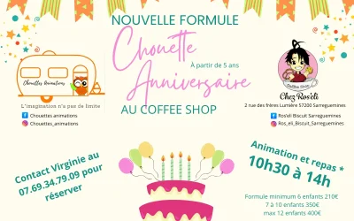 Atelier anniversaire au coffee shop avec chouettes animations